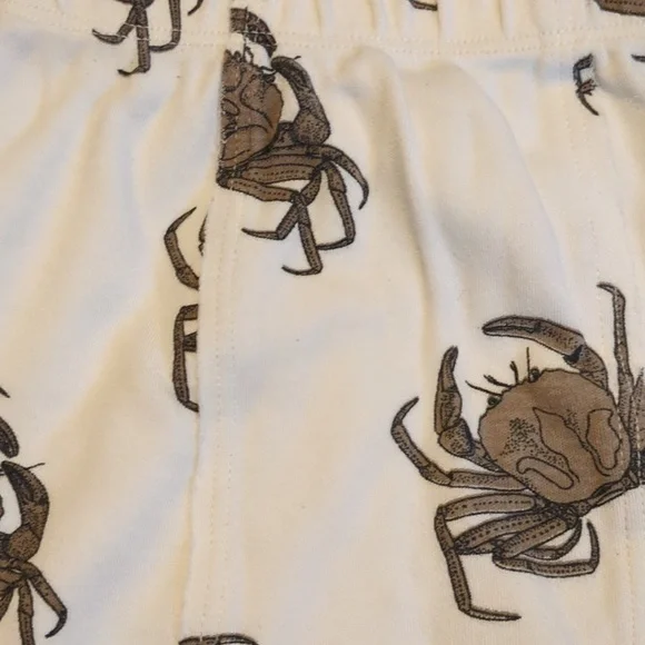 EUC 18-24M Kate Quinn Classic Panda Pants Crab 🦀 Raw Edge Cotton White Brown - Picture 2 of 4